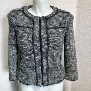 Emerson Rose Blue Tweed Jacket Women’s‎ Medium M Zipper MSRP $199.